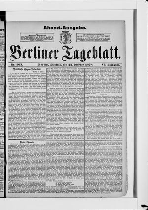 Berliner Tageblatt und Handels-Zeitung vom 22.10.1878