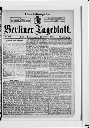 Berliner Tageblatt und Handels-Zeitung vom 24.10.1878