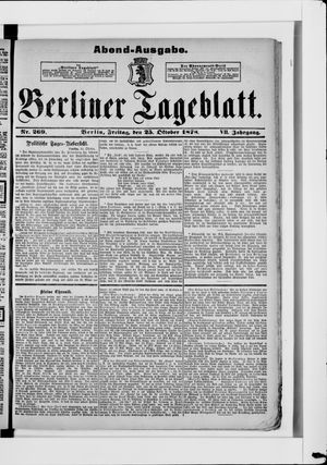 Berliner Tageblatt und Handels-Zeitung vom 25.10.1878