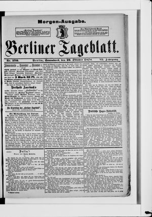 Berliner Tageblatt und Handels-Zeitung vom 26.10.1878