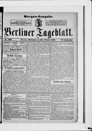 Berliner Tageblatt und Handels-Zeitung vom 30.10.1878