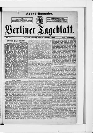 Berliner Tageblatt und Handels-Zeitung on Jan 3, 1879