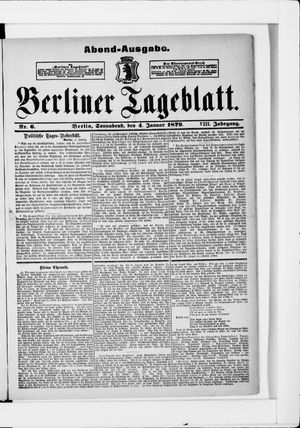 Berliner Tageblatt und Handels-Zeitung on Jan 4, 1879