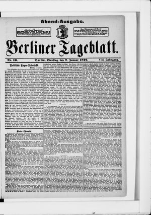 Berliner Tageblatt und Handels-Zeitung vom 07.01.1879