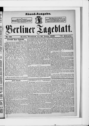 Berliner Tageblatt und Handels-Zeitung vom 18.01.1879