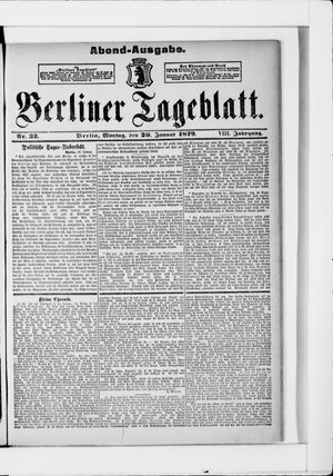 Berliner Tageblatt und Handels-Zeitung on Jan 20, 1879
