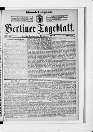 Berliner Tageblatt und Handels-Zeitung vom 24.01.1879