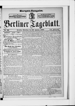 Berliner Tageblatt und Handels-Zeitung on Jan 28, 1879