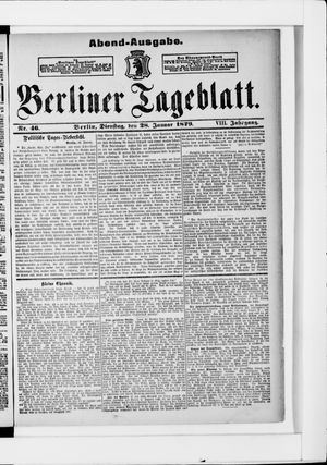 Berliner Tageblatt und Handels-Zeitung on Jan 28, 1879