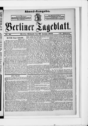Berliner Tageblatt und Handels-Zeitung vom 29.01.1879