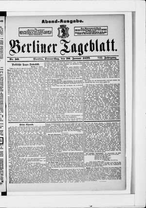 Berliner Tageblatt und Handels-Zeitung vom 30.01.1879