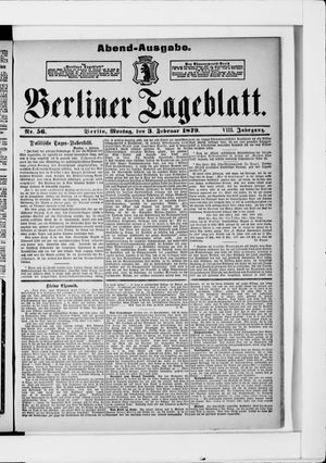 Berliner Tageblatt und Handels-Zeitung vom 03.02.1879