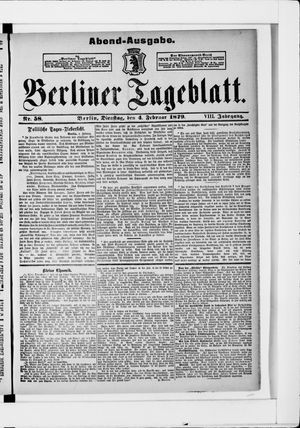 Berliner Tageblatt und Handels-Zeitung vom 04.02.1879