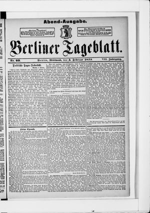 Berliner Tageblatt und Handels-Zeitung on Feb 5, 1879