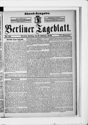 Berliner Tageblatt und Handels-Zeitung vom 07.02.1879