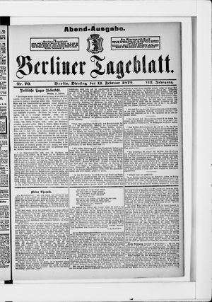 Berliner Tageblatt und Handels-Zeitung vom 11.02.1879