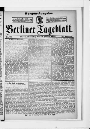 Berliner Tageblatt und Handels-Zeitung on Feb 13, 1879
