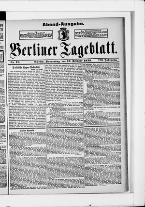 Berliner Tageblatt und Handels-Zeitung on Feb 13, 1879