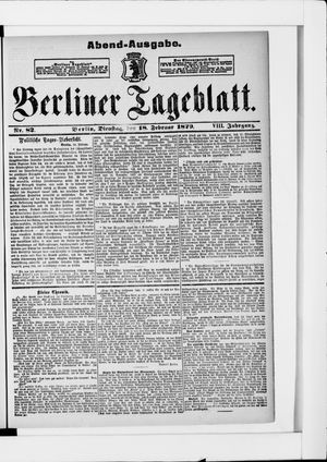 Berliner Tageblatt und Handels-Zeitung vom 18.02.1879