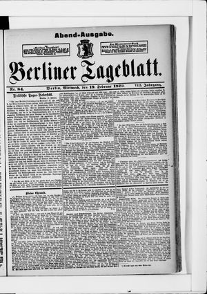 Berliner Tageblatt und Handels-Zeitung on Feb 19, 1879