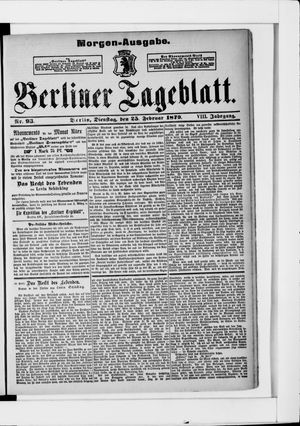 Berliner Tageblatt und Handels-Zeitung vom 25.02.1879
