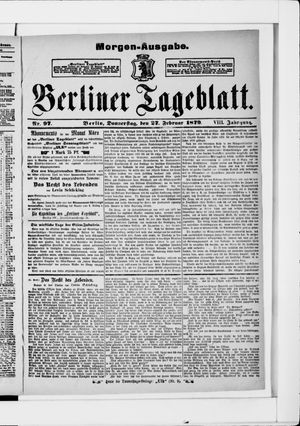Berliner Tageblatt und Handels-Zeitung vom 27.02.1879