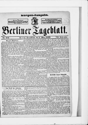 Berliner Tageblatt und Handels-Zeitung on Mar 1, 1879