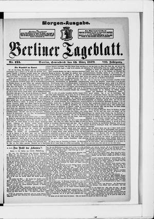 Berliner Tageblatt und Handels-Zeitung vom 15.03.1879