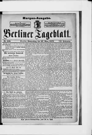 Berliner Tageblatt und Handels-Zeitung vom 27.03.1879
