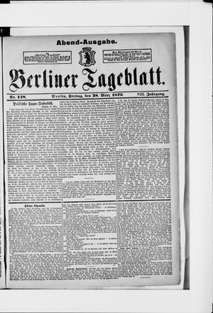 Berliner Tageblatt und Handels-Zeitung vom 28.03.1879