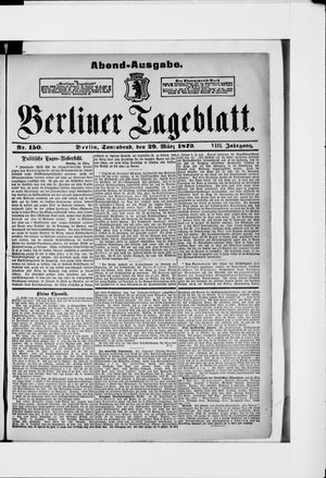 Berliner Tageblatt und Handels-Zeitung vom 29.03.1879