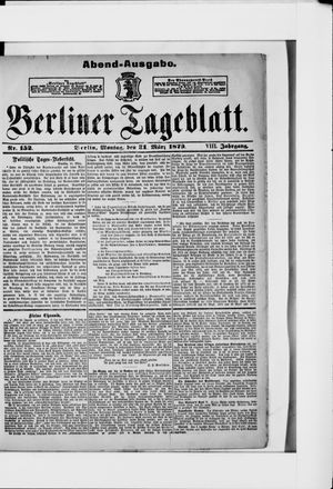 Berliner Tageblatt und Handels-Zeitung vom 31.03.1879