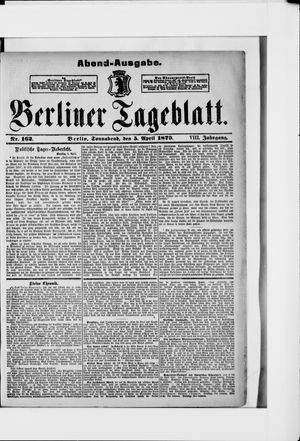 Berliner Tageblatt und Handels-Zeitung vom 05.04.1879
