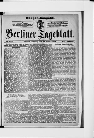 Berliner Tageblatt und Handels-Zeitung vom 13.04.1879