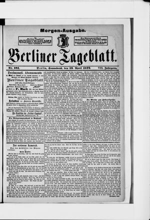 Berliner Tageblatt und Handels-Zeitung vom 19.04.1879