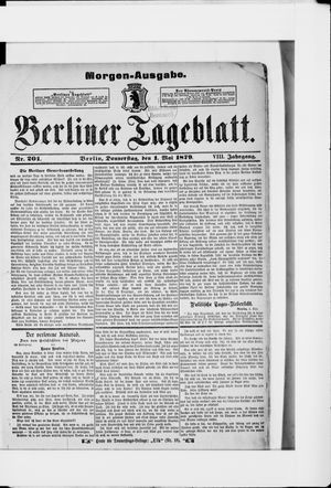 Berliner Tageblatt und Handels-Zeitung on May 1, 1879