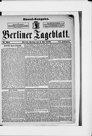 Berliner Tageblatt und Handels-Zeitung on May 2, 1879