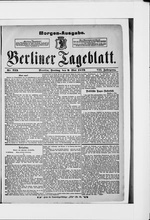 Berliner Tageblatt und Handels-Zeitung on May 9, 1879
