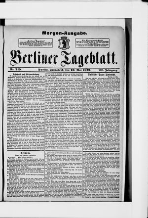 Berliner Tageblatt und Handels-Zeitung vom 10.05.1879