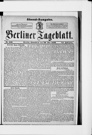 Berliner Tageblatt und Handels-Zeitung vom 10.05.1879