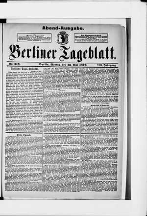 Berliner Tageblatt und Handels-Zeitung vom 12.05.1879