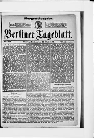 Berliner Tageblatt und Handels-Zeitung vom 13.05.1879