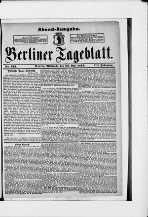 Berliner Tageblatt und Handels-Zeitung vom 14.05.1879