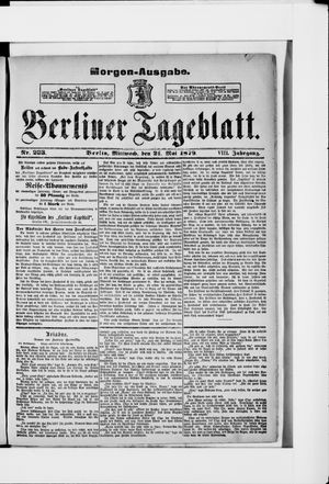 Berliner Tageblatt und Handels-Zeitung on May 21, 1879