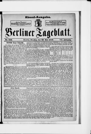 Berliner Tageblatt und Handels-Zeitung vom 27.05.1879