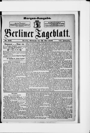 Berliner Tageblatt und Handels-Zeitung on May 28, 1879