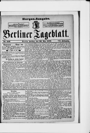 Berliner Tageblatt und Handels-Zeitung on May 30, 1879