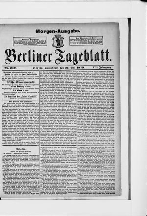 Berliner Tageblatt und Handels-Zeitung on May 31, 1879