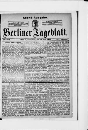 Berliner Tageblatt und Handels-Zeitung on May 31, 1879
