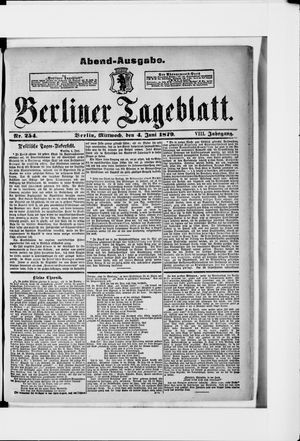 Berliner Tageblatt und Handels-Zeitung vom 04.06.1879